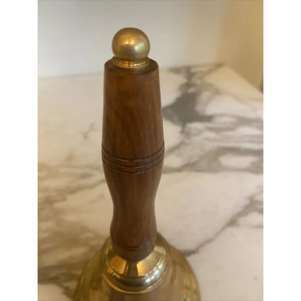 Vintage Brass Hand Bell‎ With Wooden Handle
